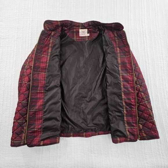Women's Full Zip Puffer Jacket 3X (22W-24W) Maroon Plaid EUC Snap Pockets LS - Picture 7 of 14
